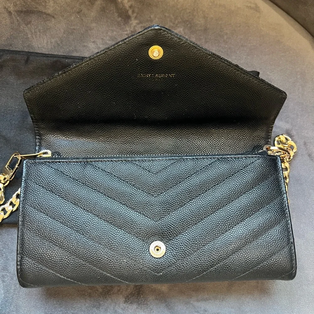 Reserved -Black YSL Cassandre Flap wallet on chain gold - Picture 10 of 16